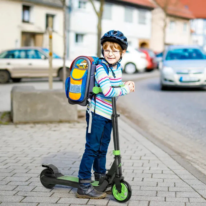 120W Kids Folding Electric Scooter with Rear Wheel Brake in Green - Little and Giant Explorers HOMCOM