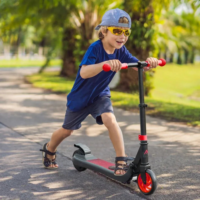 120W Kids Folding Electric Scooter with Rear Wheel Brake in Red - Little and Giant Explorers HOMCOM