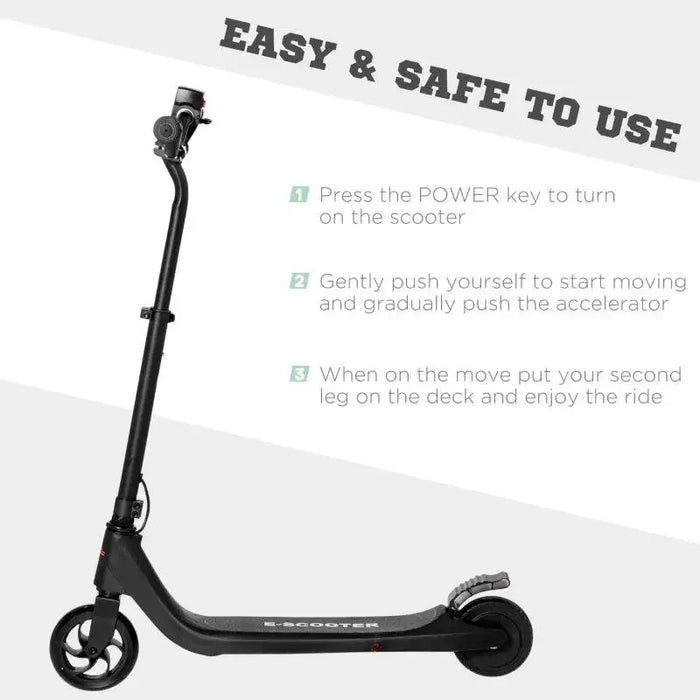 E-Scooter with Battery Display, Adjustable Height and Rear Brake in Black - Little and Giant Explorers HOMCOM