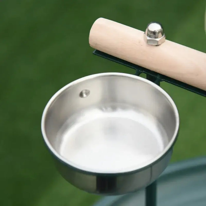 122cm Bird T-Stand Perch – Green | Stainless Steel Bird Stand - Tray and Wheels PAWHUT - Little and Giant Explorers PawHut