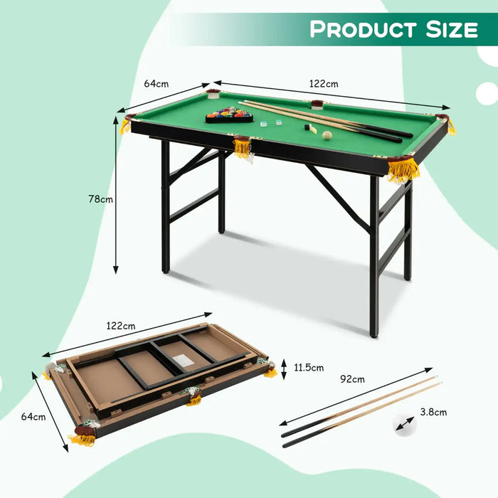 122cm Foldable Billiard Table – Green | Portable Pool Table with Complete Accessories COSTWAY - Little and Giant Explorers Costway