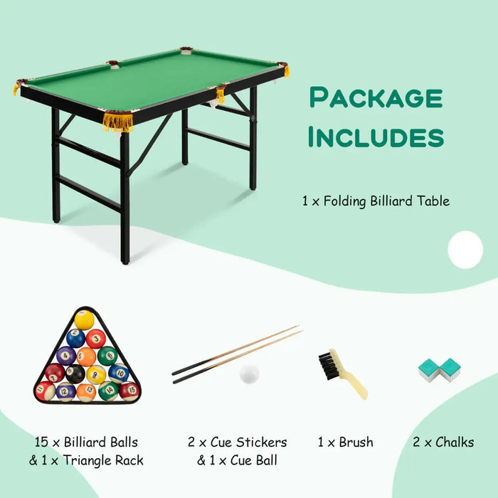 122cm Foldable Billiard Table – Green | Portable Pool Table with Complete Accessories COSTWAY - Little and Giant Explorers Costway