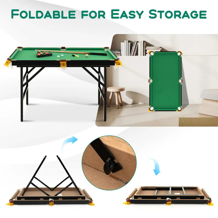 122cm Foldable Billiard Table – Green | Portable Pool Table with Complete Accessories COSTWAY - Little and Giant Explorers Costway