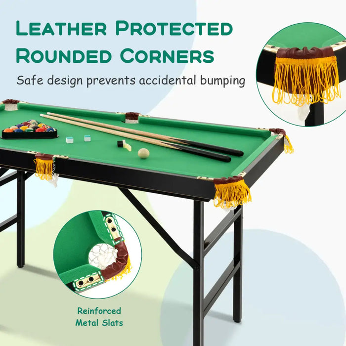 122cm Foldable Billiard Table – Green | Portable Pool Table with Complete Accessories COSTWAY - Little and Giant Explorers Costway