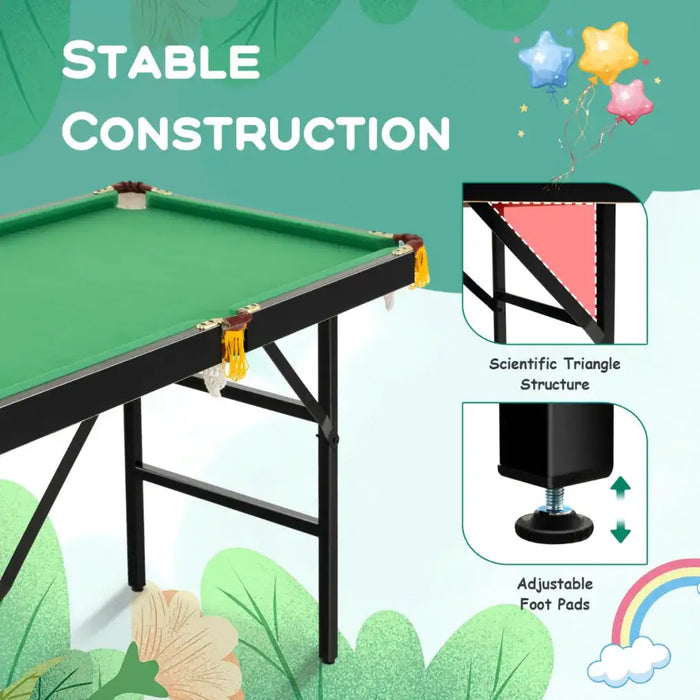 122cm Foldable Billiard Table – Green | Portable Pool Table with Complete Accessories COSTWAY - Little and Giant Explorers Costway