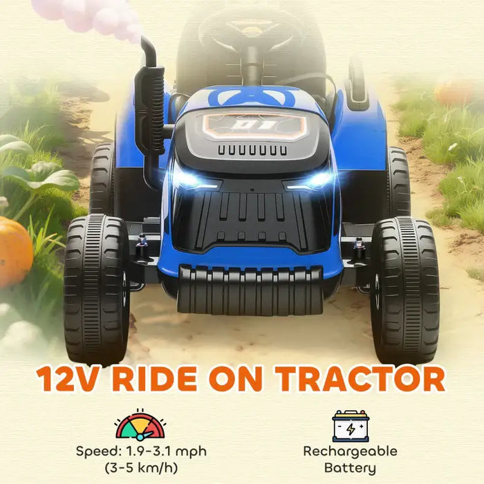 12V Kids 2-in-1 Ride-On Tractor with Detachable Trailer – Blue | Dual Control AIYAPLAY - Little and Giant Explorers AIYAPLAY