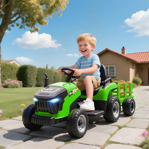 12V Kids 2-in-1 Ride-On Tractor with Detachable Trailer – Green | Dual Control AIYAPLAY - Little and Giant Explorers AIYAPLAY
