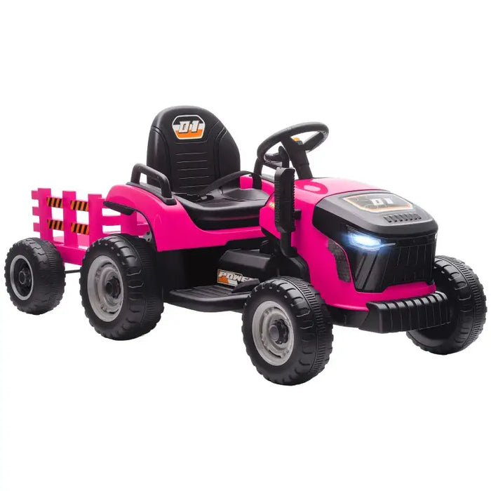 12V Kids 2-in-1 Ride-On Tractor with Detachable Trailer – Pink | Dual Control AIYAPLAY - Little and Giant Explorers AIYAPLAY