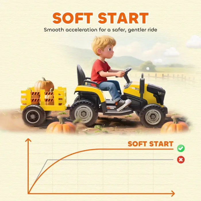 12V Kids 2-in-1 Ride-On Tractor with Detachable Trailer – Yellow | Dual Control AIYAPLAY - Little and Giant Explorers AIYAPLAY