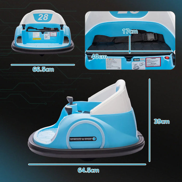 12V Kids Bumper Car Light Blue | 360° Rotation with Dual Control - Little and Giant Explorers AIYAPLAY