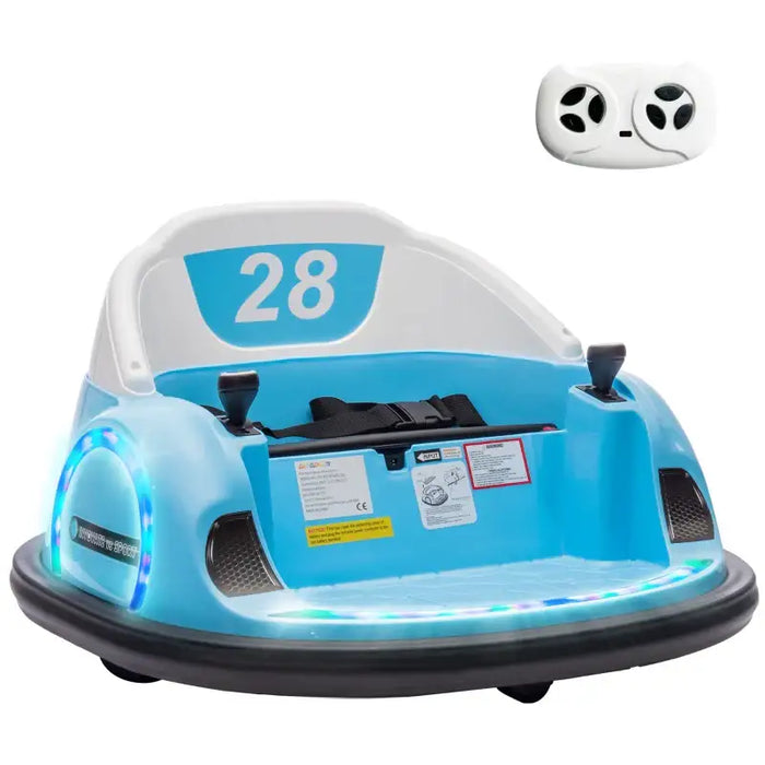 12V Kids Bumper Car Light Blue | 360° Rotation with Dual Control - Little and Giant Explorers AIYAPLAY
