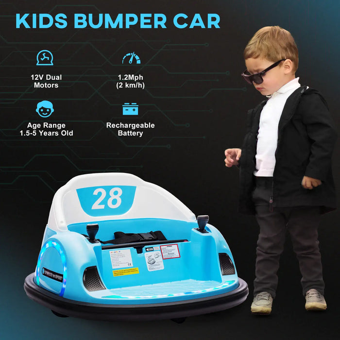 12V Kids Bumper Car Light Blue | 360° Rotation with Dual Control - Little and Giant Explorers AIYAPLAY