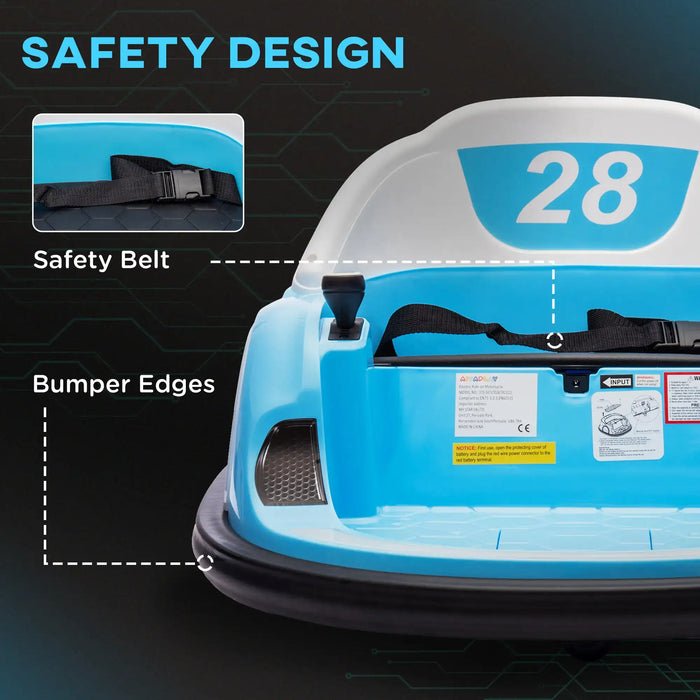 12V Kids Bumper Car Light Blue | 360° Rotation with Dual Control - Little and Giant Explorers AIYAPLAY
