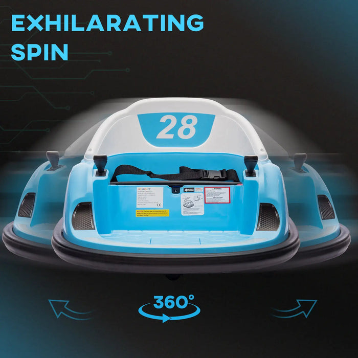 12V Kids Bumper Car Light Blue | 360° Rotation with Dual Control - Little and Giant Explorers AIYAPLAY