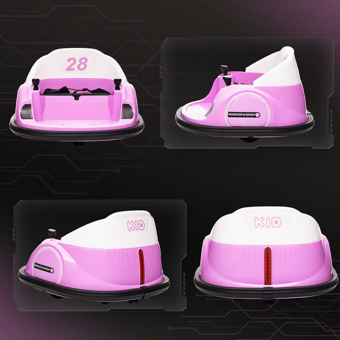 12V Kids Bumper Car - Pink | 360° Rotation with Dual Control, Lights, Music and Horn AIYAPLAY - Little and Giant Explorers AIYAPLAY
