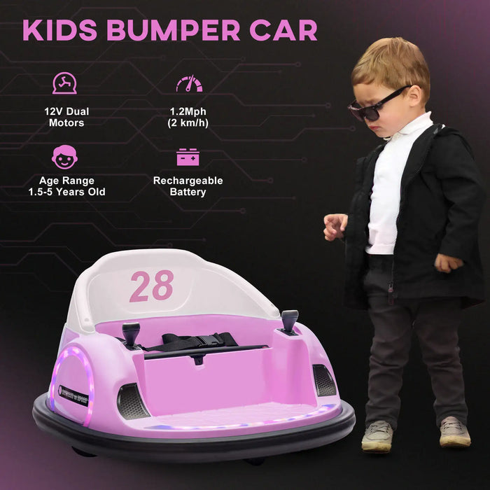 12V Kids Bumper Car - Pink | 360° Rotation with Dual Control, Lights, Music and Horn AIYAPLAY - Little and Giant Explorers AIYAPLAY