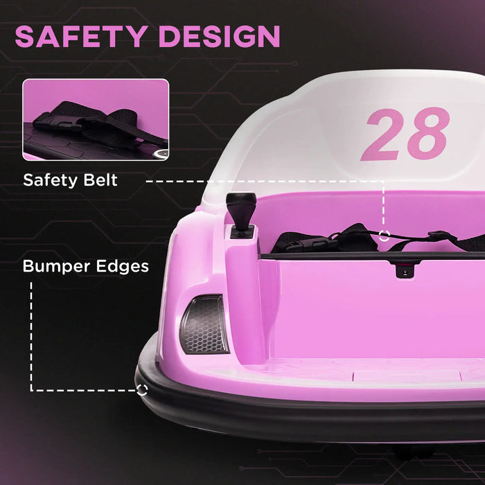 12V Kids Bumper Car - Pink | 360° Rotation with Dual Control, Lights, Music and Horn AIYAPLAY - Little and Giant Explorers AIYAPLAY