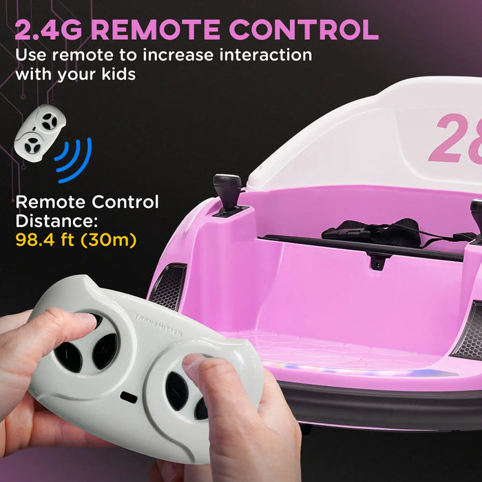 12V Kids Bumper Car - Pink | 360° Rotation with Dual Control, Lights, Music and Horn AIYAPLAY - Little and Giant Explorers AIYAPLAY