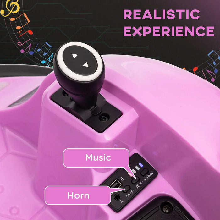 12V Kids Bumper Car - Pink | 360° Rotation with Dual Control, Lights, Music and Horn AIYAPLAY - Little and Giant Explorers AIYAPLAY