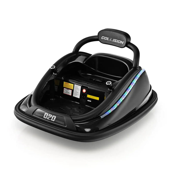 12V Kids Electric Bumper Car – Black | 360° Spin, LED Lights and Dual Control COSTWAY - Little and Giant Explorers Costway