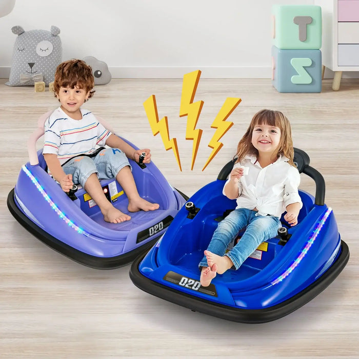 12V Kids Electric Bumper Car – Blue | 360° Spin, LED Lights and Dual Control COSTWAY - Little and Giant Explorers Costway