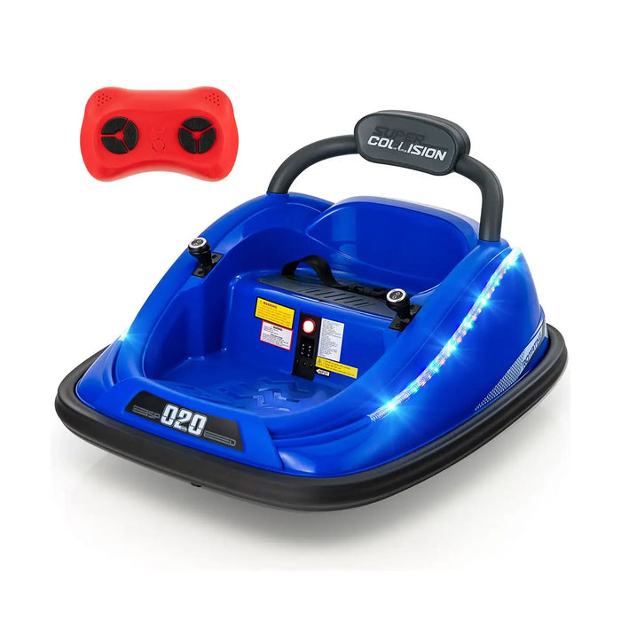 12V Kids Electric Bumper Car – Blue | 360° Spin, LED Lights and Dual Control COSTWAY - Little and Giant Explorers Costway
