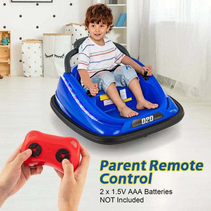 12V Kids Electric Bumper Car – Blue | 360° Spin, LED Lights and Dual Control COSTWAY - Little and Giant Explorers Costway