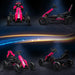 12V kids electric go-kart pink ride-on with adjustable speeds, shown on dark background