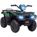 Green and black 12V kids electric quad bike with LED headlights and rugged tires