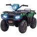 Green and black 12V kids electric quad bike with LED headlights and rugged tires