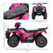 Pink and black 12v kids electric quad bike with dimensions, LED headlights, USB music port