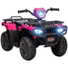 12V kids electric quad bike in pink and black with LED headlights and rugged tires