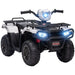 12V kids electric quad bike in white and black with LED headlights and rugged tires