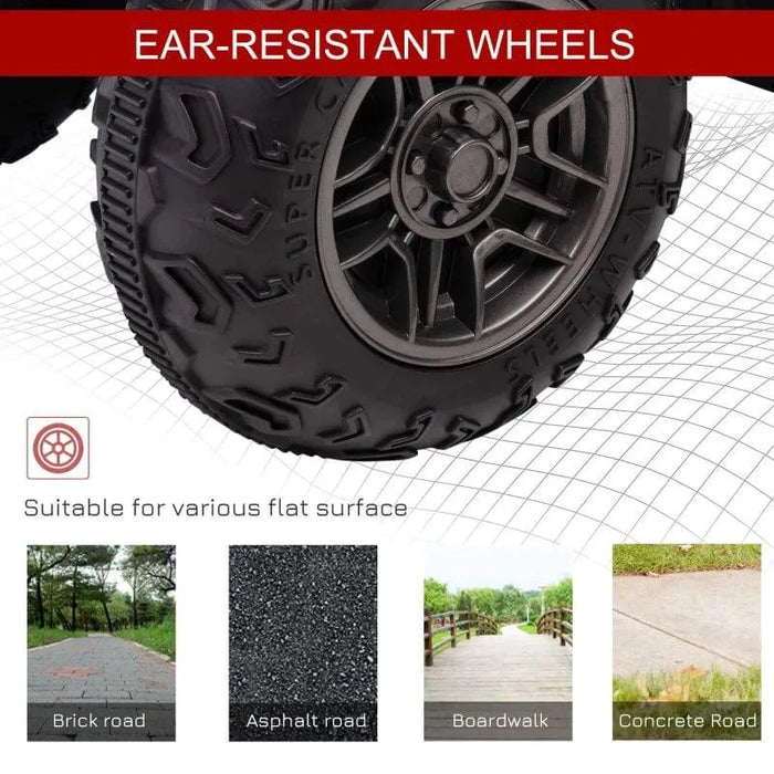 Ear-resistant wheel of kids electric quad bike, suitable for brick, asphalt, boardwalk, concrete.