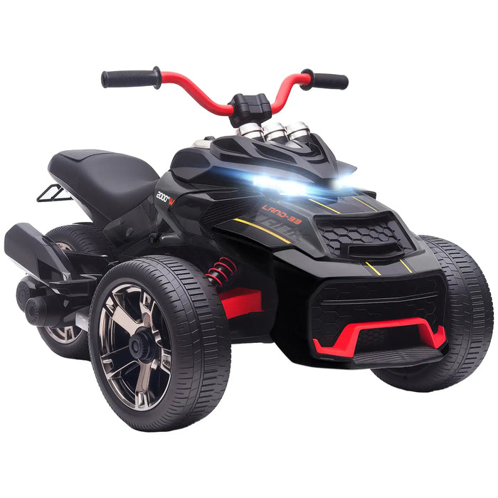 12V Kids Electric Ride-On 3 Wheeler ATV – Black | LED Lights and USB Music AIYAPLAY - Little and Giant Explorers AIYAPLAY