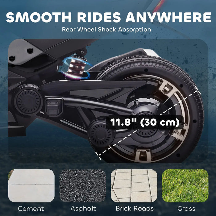 12V Kids Electric Ride-On 3 Wheeler ATV – Black | LED Lights and USB Music AIYAPLAY - Little and Giant Explorers AIYAPLAY