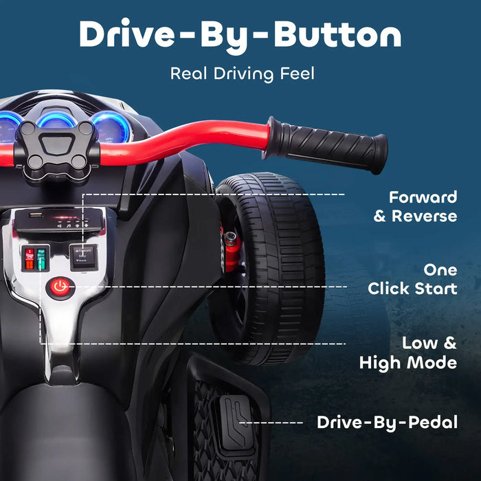 12V Kids Electric Ride-On 3 Wheeler ATV – Black | LED Lights and USB Music AIYAPLAY - Little and Giant Explorers AIYAPLAY