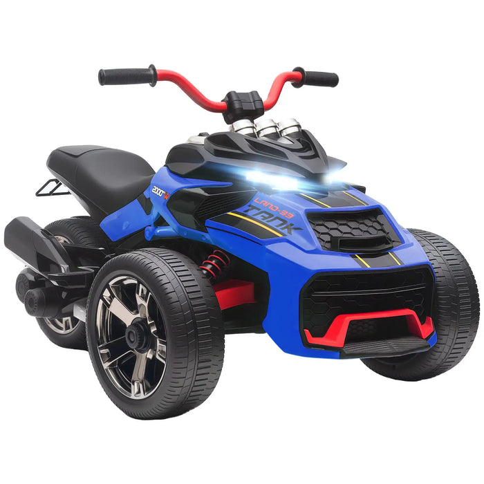 12V Kids Electric Ride-On 3 Wheeler ATV – Blue | LED Lights and USB Music AIYAPLAY - Little and Giant Explorers AIYAPLAY