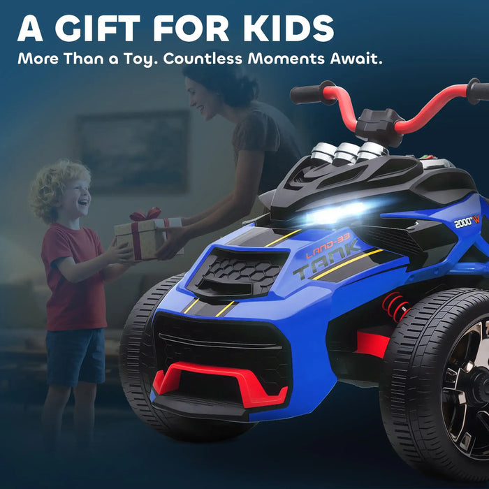 12V Kids Electric Ride-On 3 Wheeler ATV – Blue | LED Lights and USB Music AIYAPLAY - Little and Giant Explorers AIYAPLAY