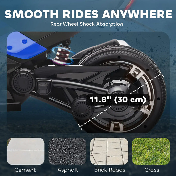 12V Kids Electric Ride-On 3 Wheeler ATV – Blue | LED Lights and USB Music AIYAPLAY - Little and Giant Explorers AIYAPLAY