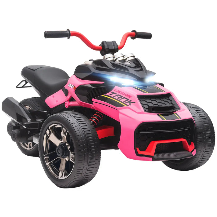 12V Kids Electric Ride-On 3 Wheeler ATV – Pink | LED Lights and USB Music AIYAPLAY - Little and Giant Explorers AIYAPLAY