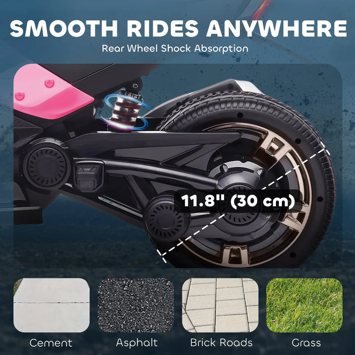 12V Kids Electric Ride-On 3 Wheeler ATV – Pink | LED Lights and USB Music AIYAPLAY - Little and Giant Explorers AIYAPLAY