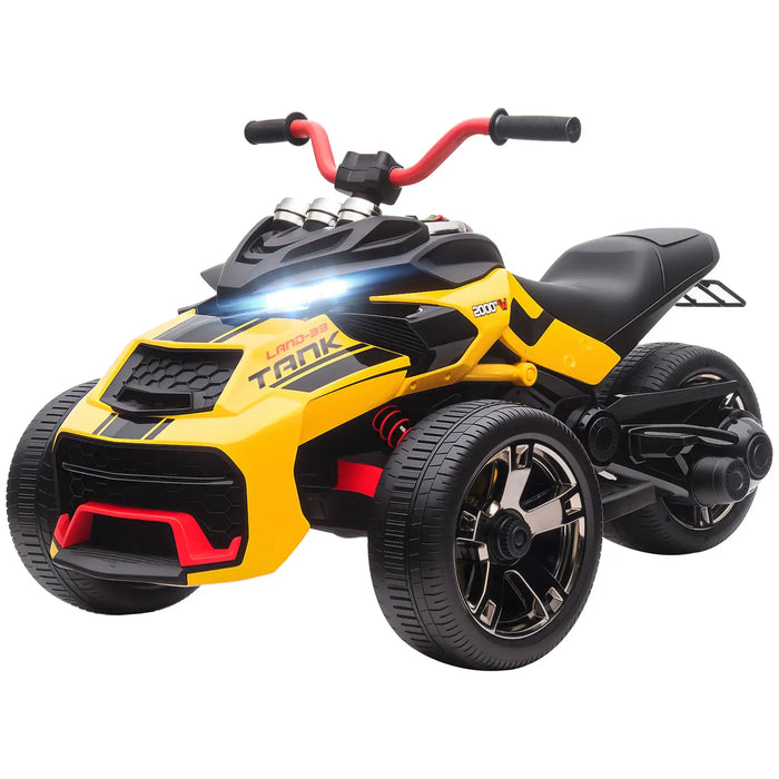 12V Kids Electric Ride-On 3 Wheeler ATV – Yellow | LED Lights and USB Music AIYAPLAY - Little and Giant Explorers AIYAPLAY