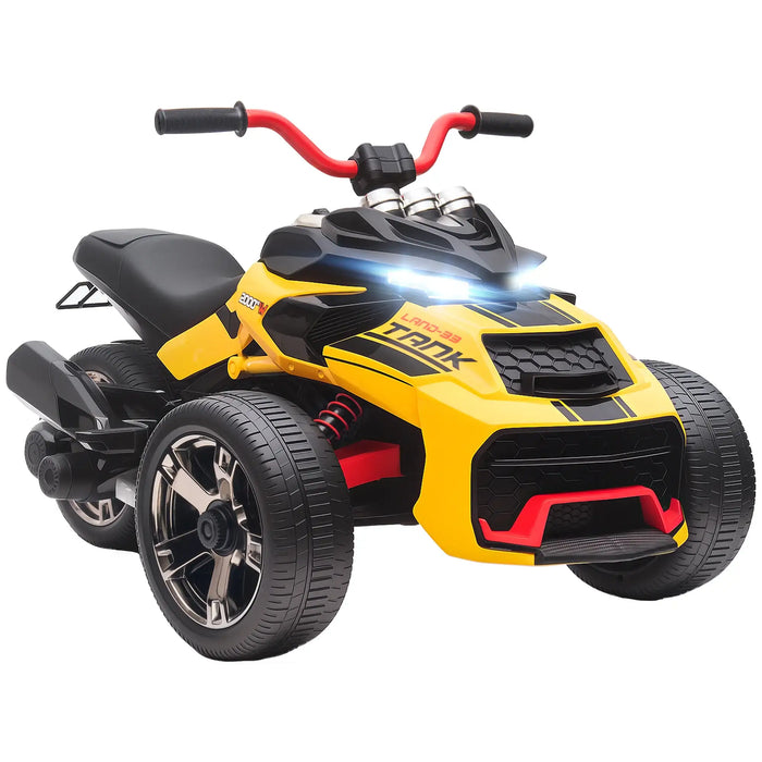 12V Kids Electric Ride-On 3 Wheeler ATV – Yellow | LED Lights and USB Music AIYAPLAY - Little and Giant Explorers AIYAPLAY
