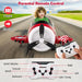 Child riding a red 12V kids electric airplane toy with remote control and propeller on road