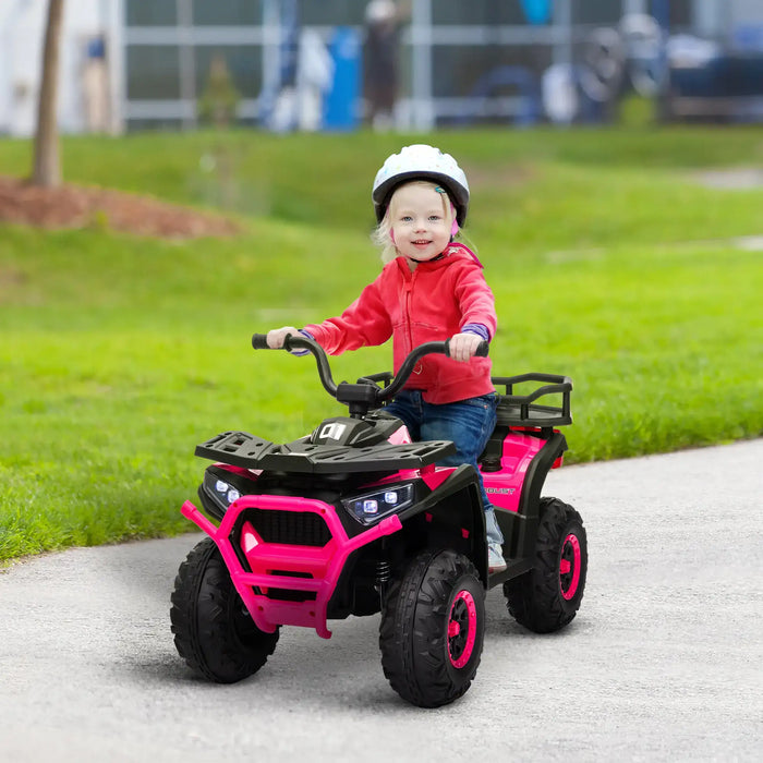 Kids Electric Ride-On ATV Quad with Storage Basket in Pink 12V - Little and Giant Explorers AIYAPLAY