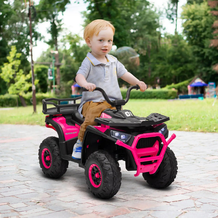 Kids Electric Ride-On ATV Quad with Storage Basket in Pink 12V - Little and Giant Explorers AIYAPLAY