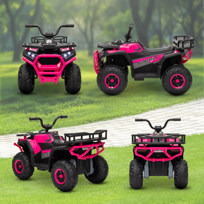 Kids Electric Ride-On ATV Quad with Storage Basket in Pink 12V - Little and Giant Explorers AIYAPLAY