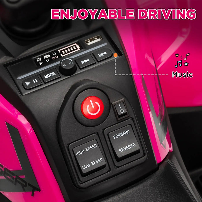 Kids Electric Ride-On ATV Quad with Storage Basket in Pink 12V - Little and Giant Explorers AIYAPLAY