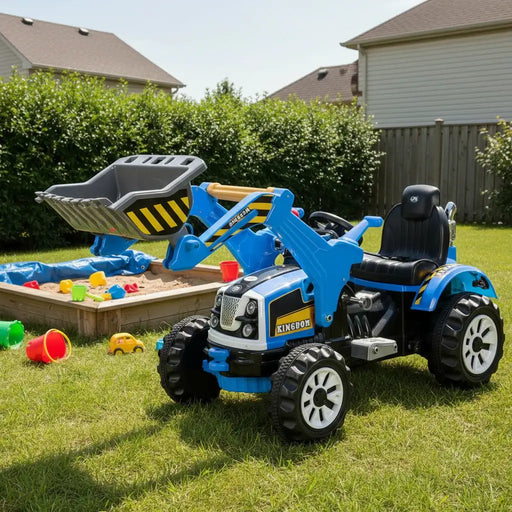 12V Kids Electric Ride-On Excavator - Blue | Forward and Reverse and Working Arm COSTWAY - Little and Giant Explorers Costway